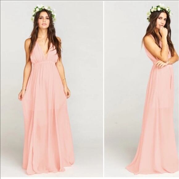 Show Me Your Mumu Womens Dress Size Medium Ava Deep V Neck Empire Waist Maxi - Picture 1 of 10